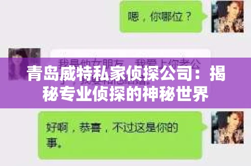 青岛威特私家侦探公司：揭秘专业侦探的神秘世界
