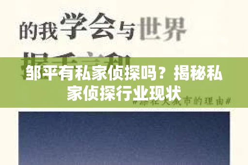 邹平有私家侦探吗？揭秘私家侦探行业现状