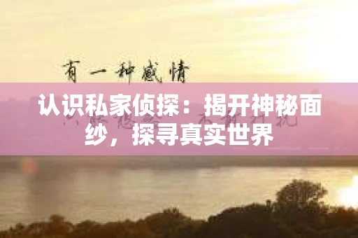 认识私家侦探：揭开神秘面纱，探寻真实世界